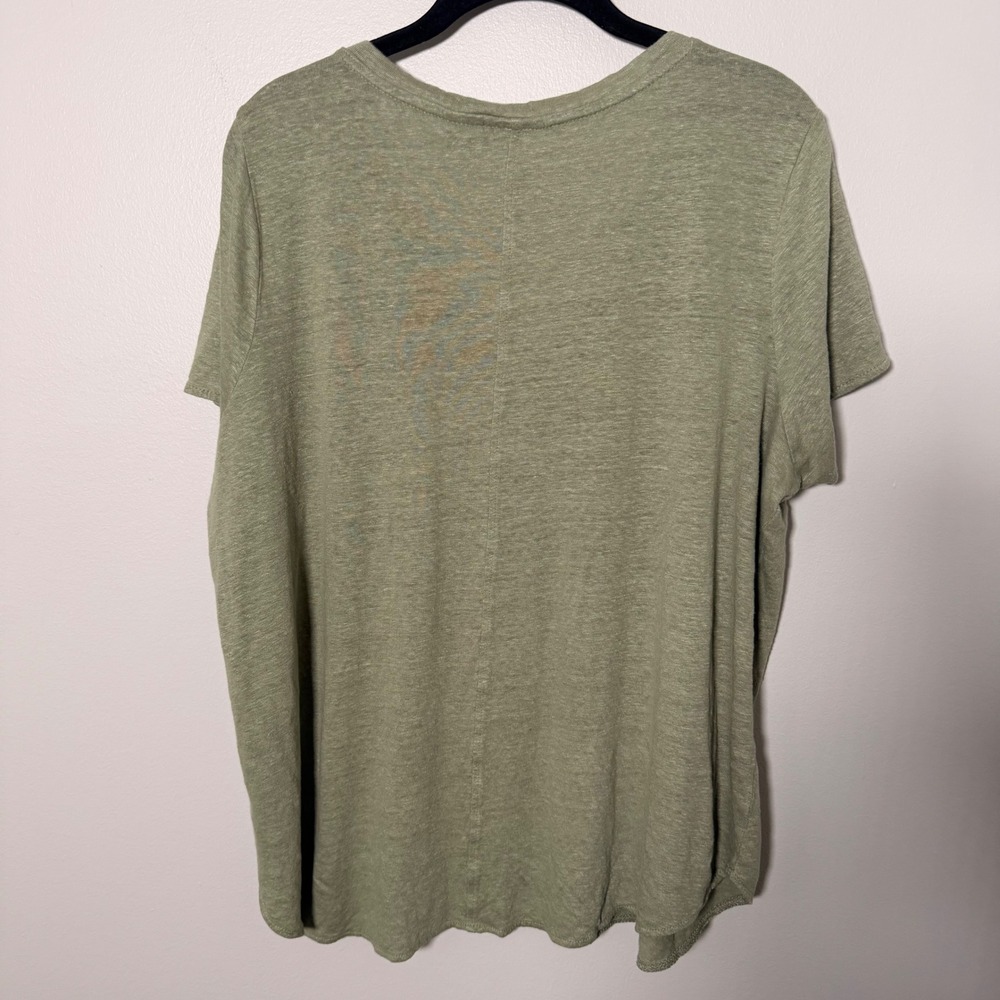 Tahari Light Green 100% Linen Short Sleeve Tee - Picture 10 of 12
